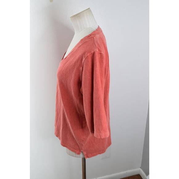 Poetry Shirt Womens 8 Red Short Sleeve Hemp Cotton Relaxed Fit Casual Top - Picture 2 of 6